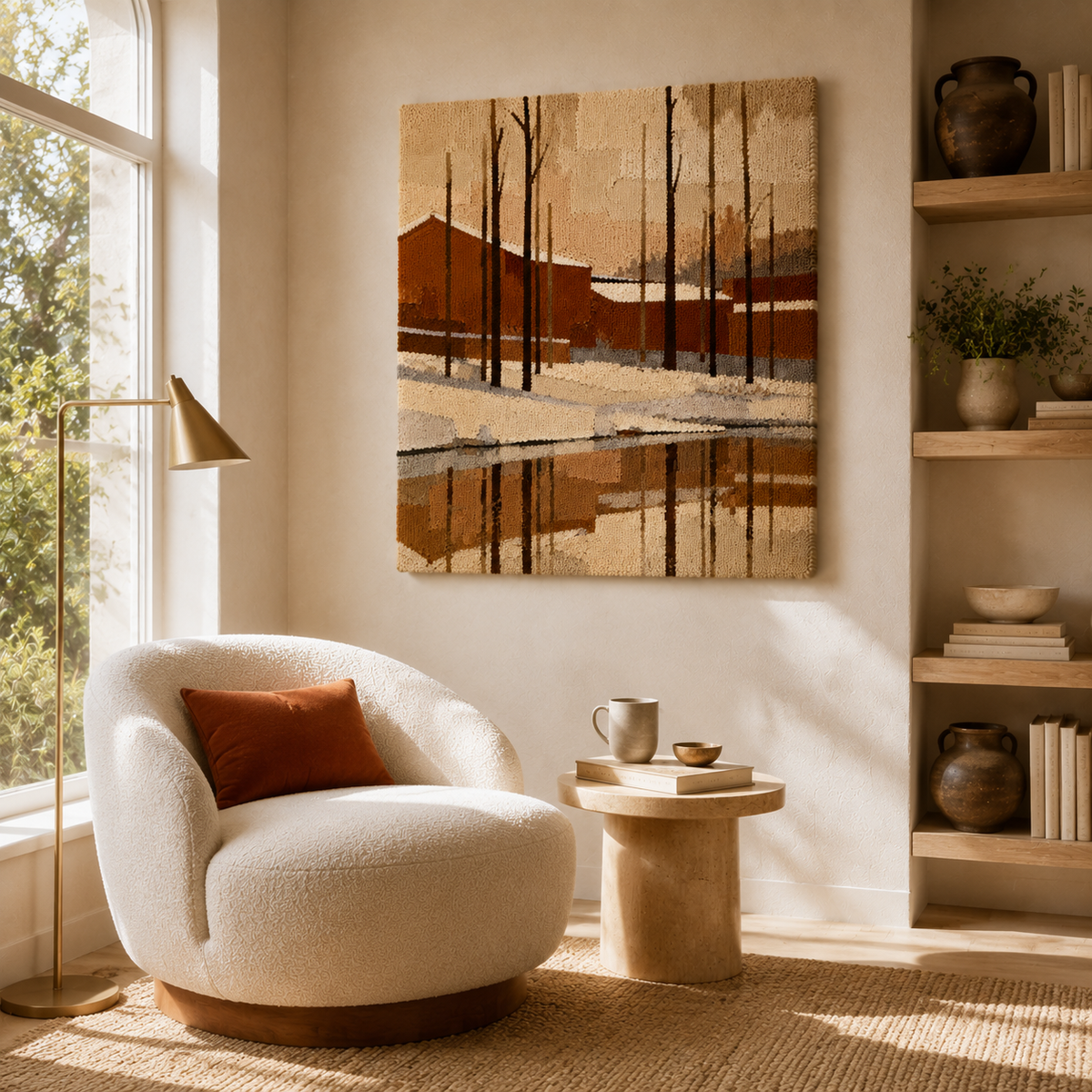 Terracotta winter-themed wall art by Hewn Earth featuring textured, earthy ceramic design suitable for rustic decor.