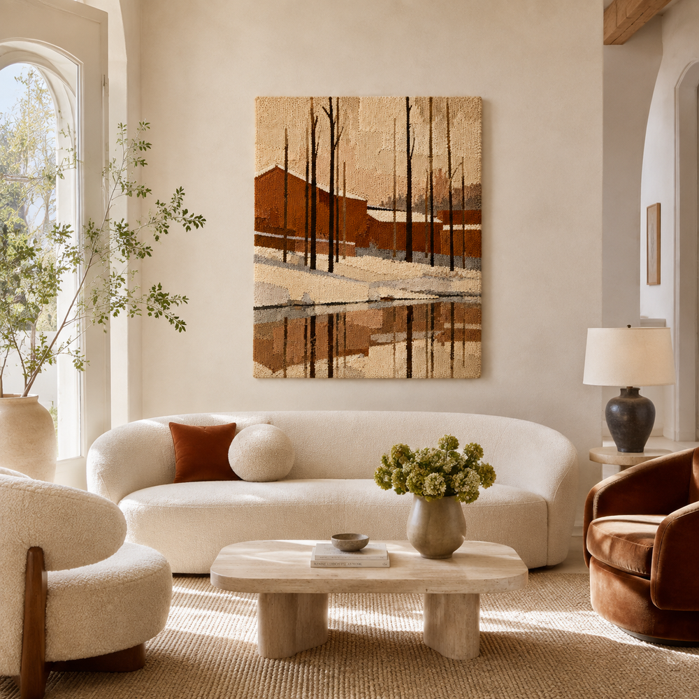 Hewn Earth Terracotta Winter wall art featuring textured terracotta design, ideal for modern home decor.