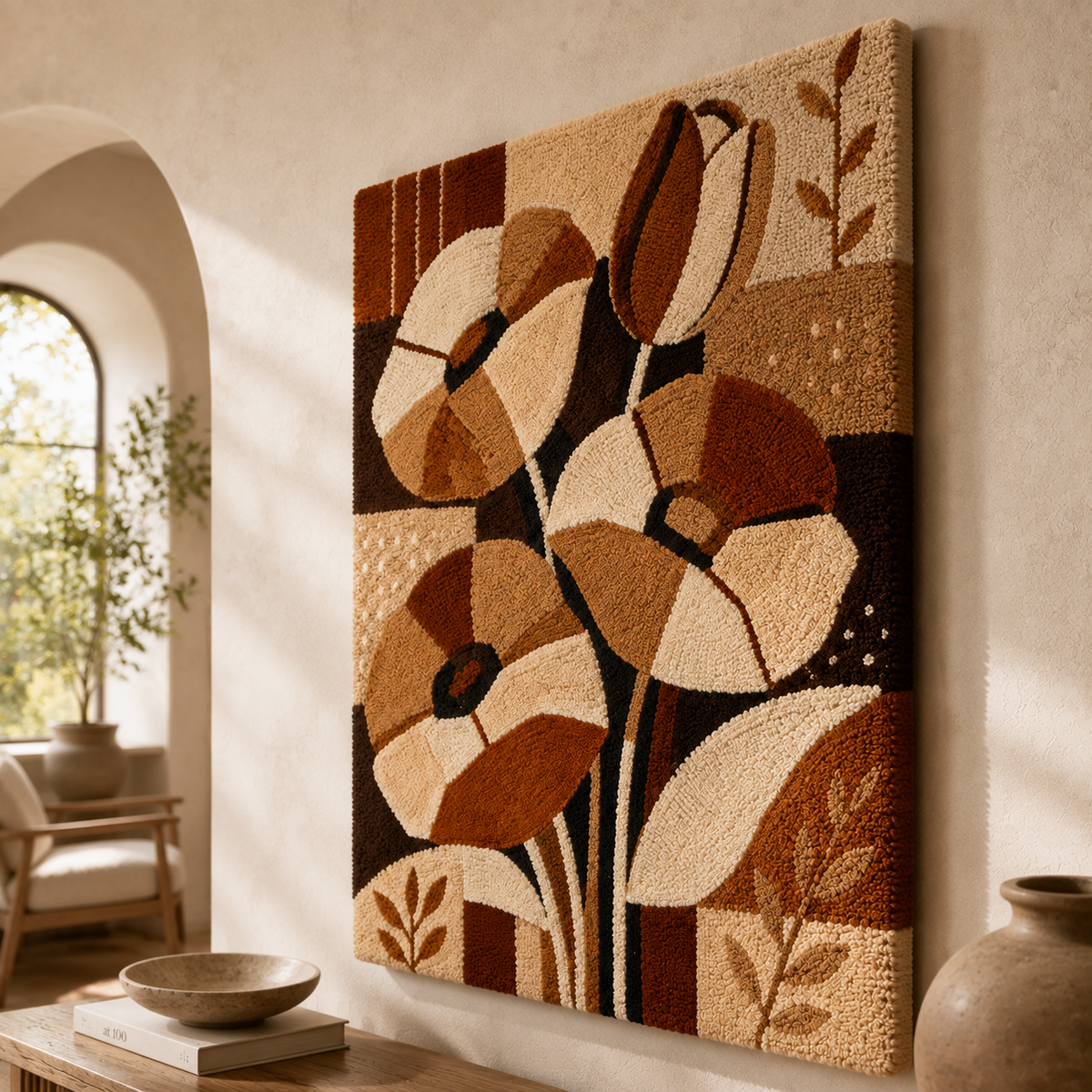 Hewn Earth Craftsman Poppies wall art featuring vibrant poppy flowers in a natural, artistic design for home decor.