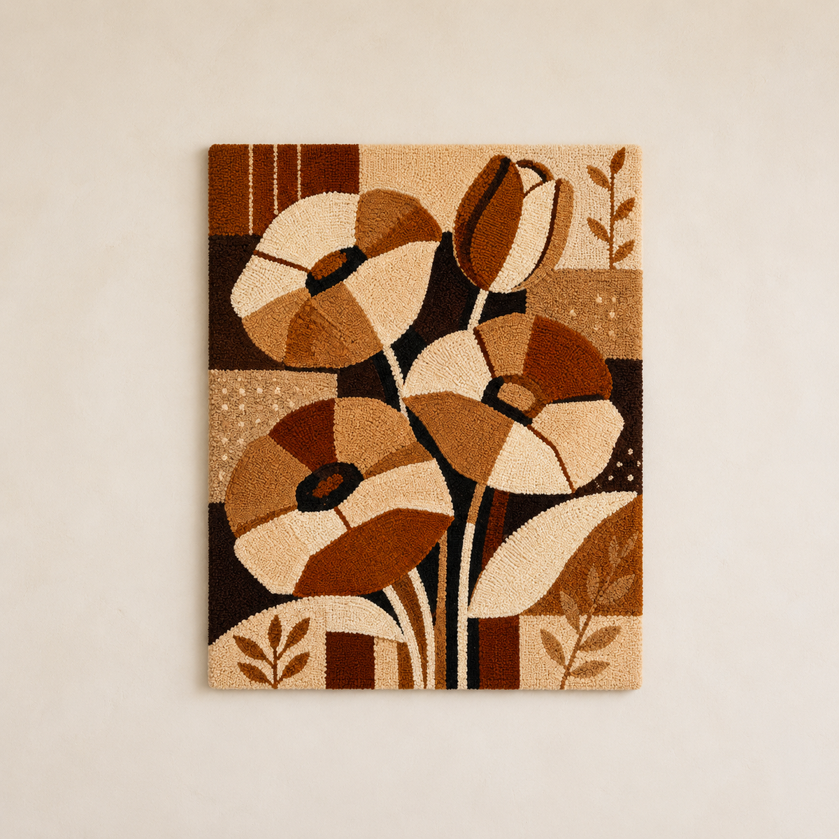 Hewn Earth Craftsman Poppies wall art, vibrant floral design on a canvas or print, decorative home wall decor.