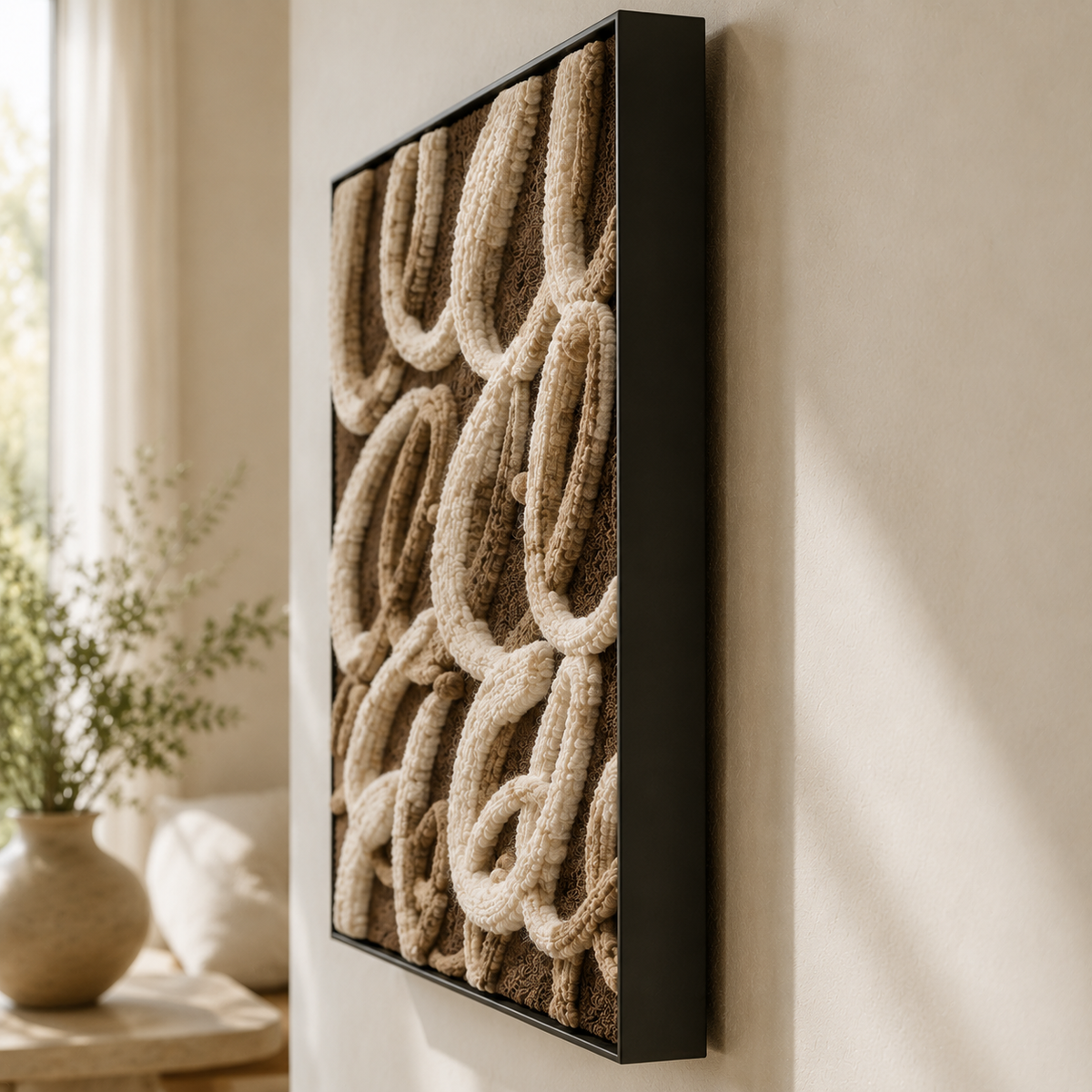 Cream calligraphy wall art by Hewn Earth featuring elegant handwritten design on a neutral background.
