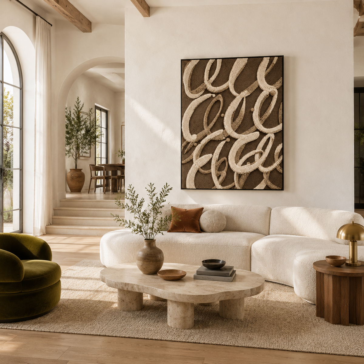 Cream calligraphy wall art by Hewn Earth featuring elegant handwritten script on a neutral background.