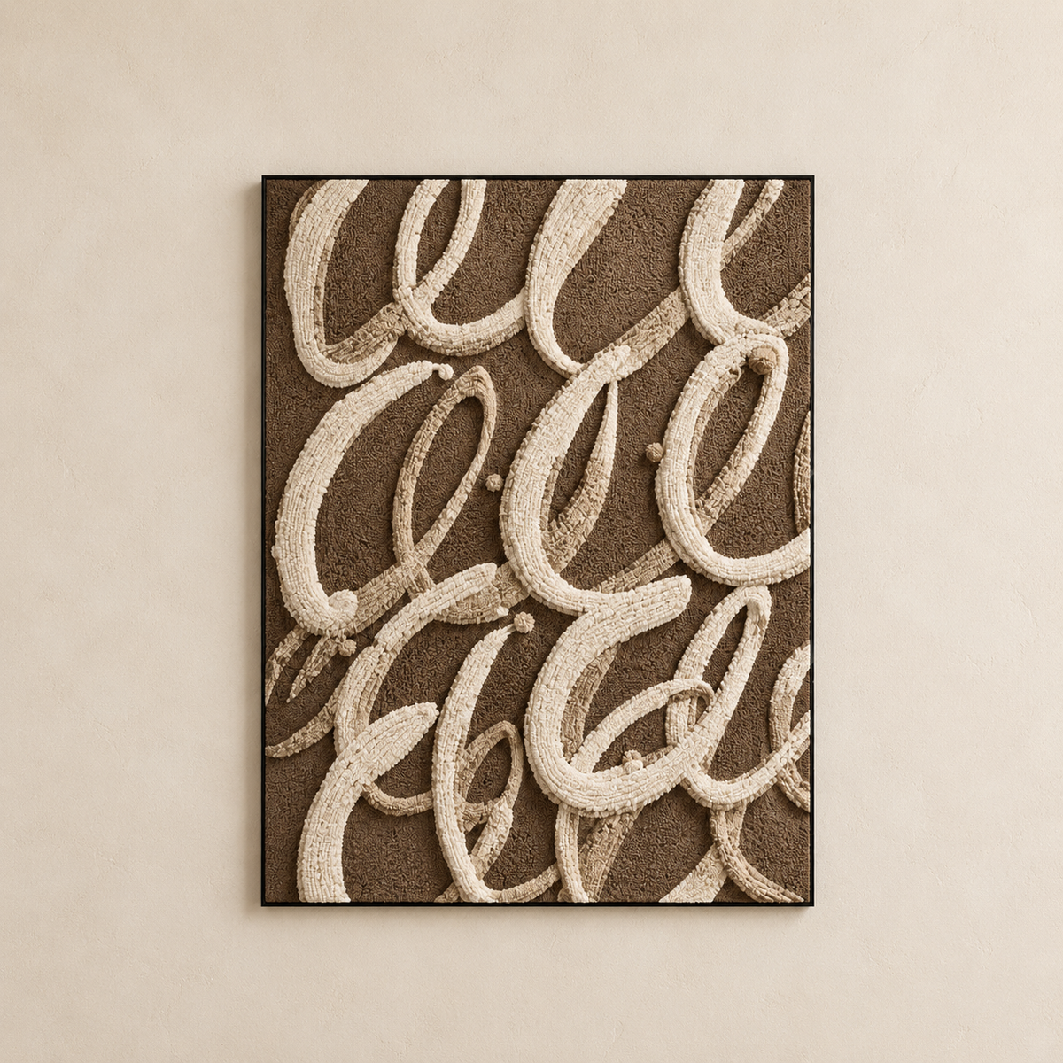 Cream calligraphy wall art by Hewn Earth featuring elegant handwritten design on a neutral background.