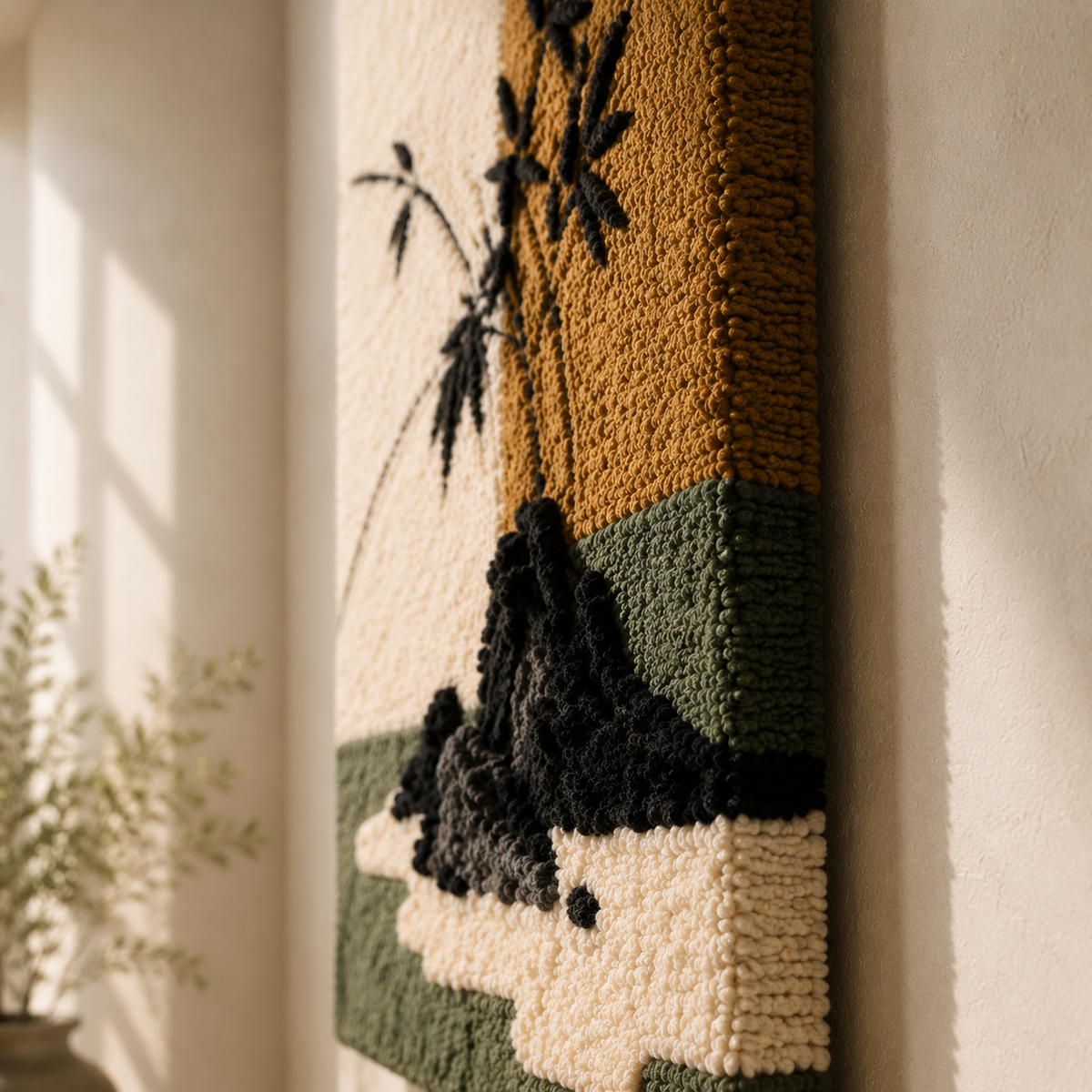 Hewn Earth Bamboo & Stone wall art piece showcasing natural textures and earthy tones for home decor.