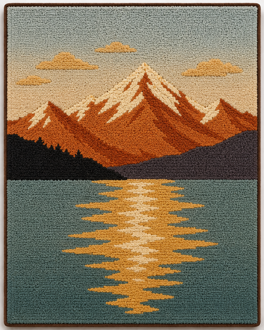 Hewn Earth Alpine Reflection HE-0210 wall art featuring abstract mountain landscape in muted tones, ready to enhance interior decor.