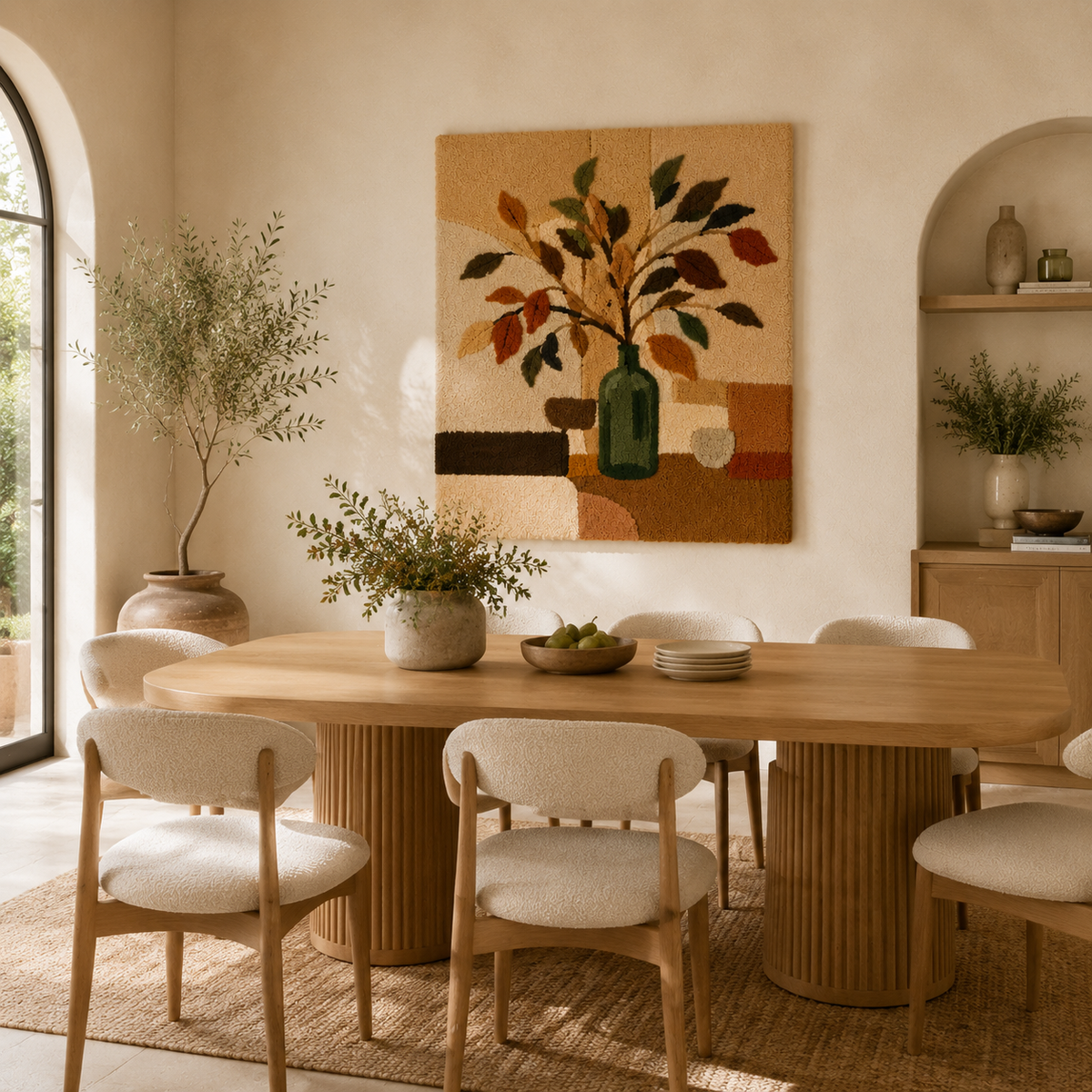 Hewn Earth Bare Branch Vase wall art featuring a minimalist design with natural bare branches on a textured background.