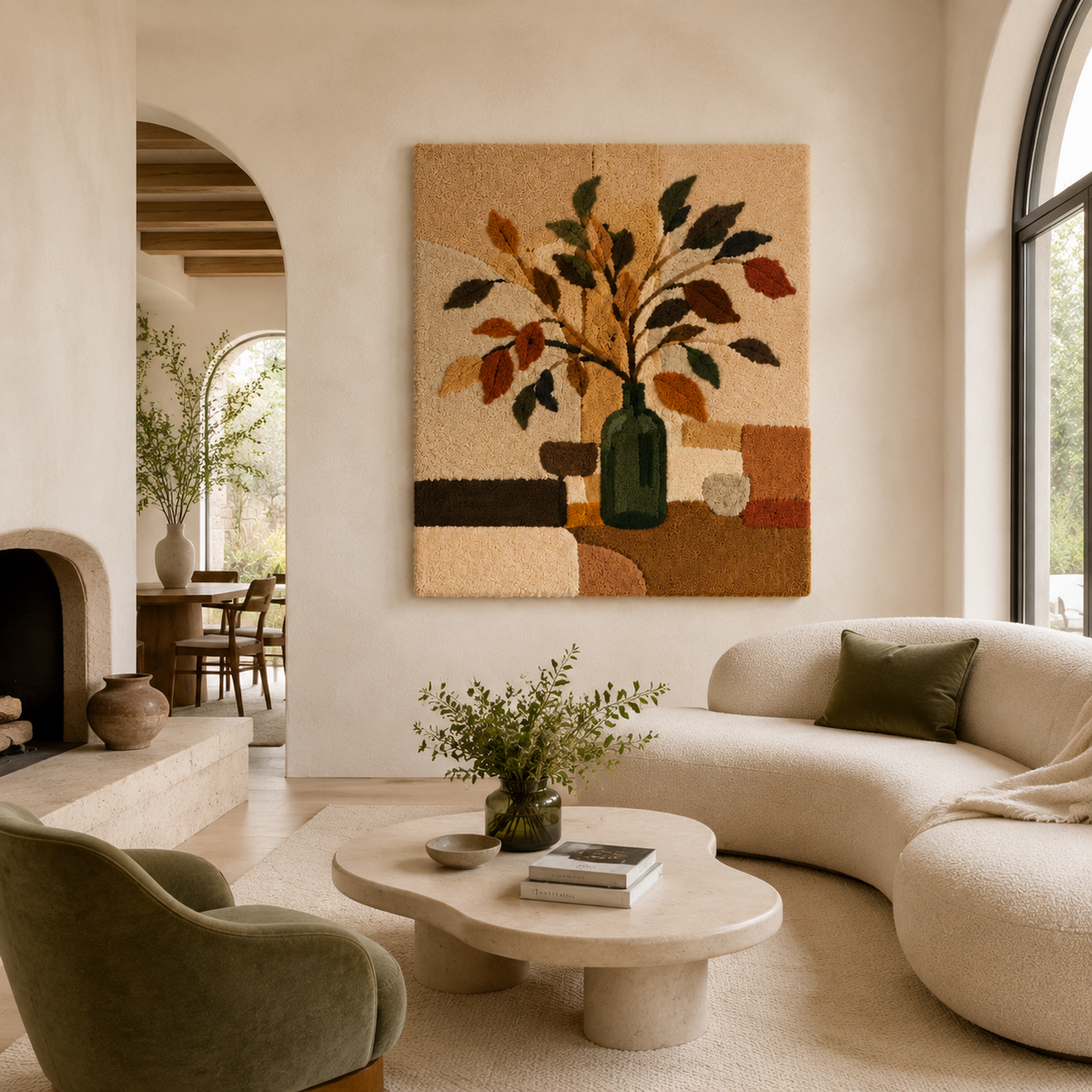 Hewn Earth Bare Branch Vase wall art featuring a minimalist design with textured bare branches in a neutral color palette.