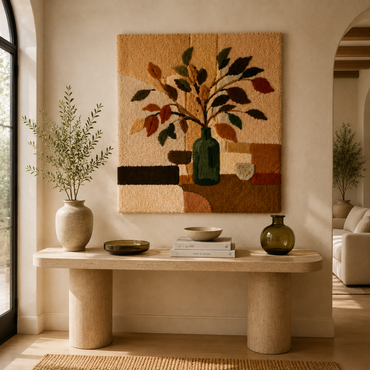 Hewn Earth Bare Branch Vase wall art featuring a minimalist design with a neutral color palette, suitable for modern home decor.
