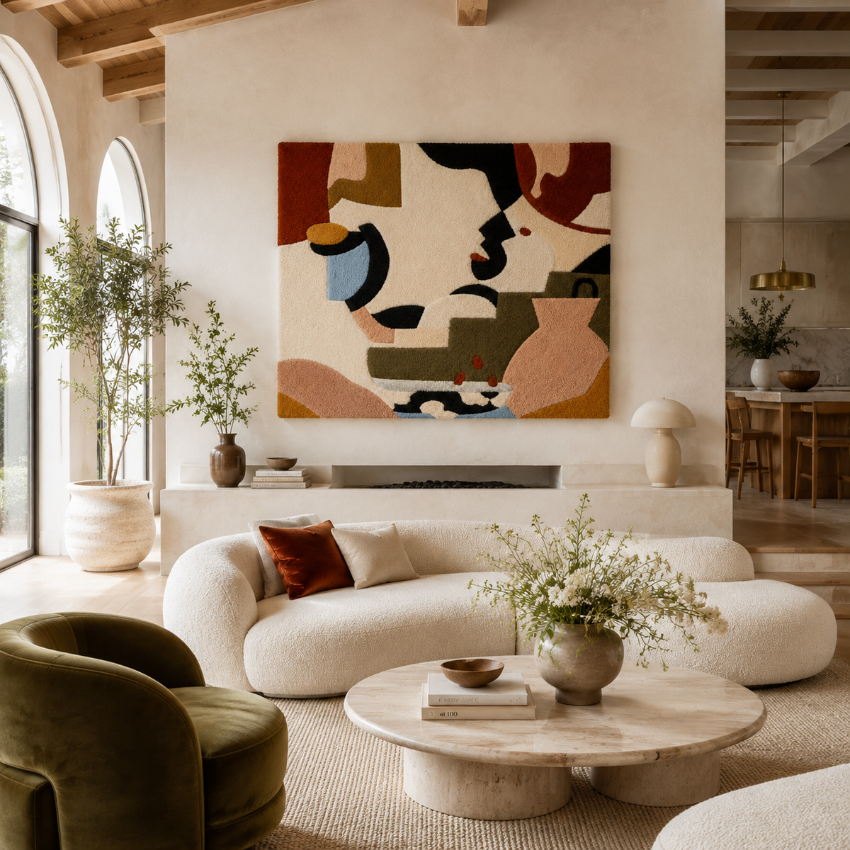 Cubist-inspired Rose Still Life wall art by Hewn Earth, featuring vibrant geometric floral design for modern home decor.