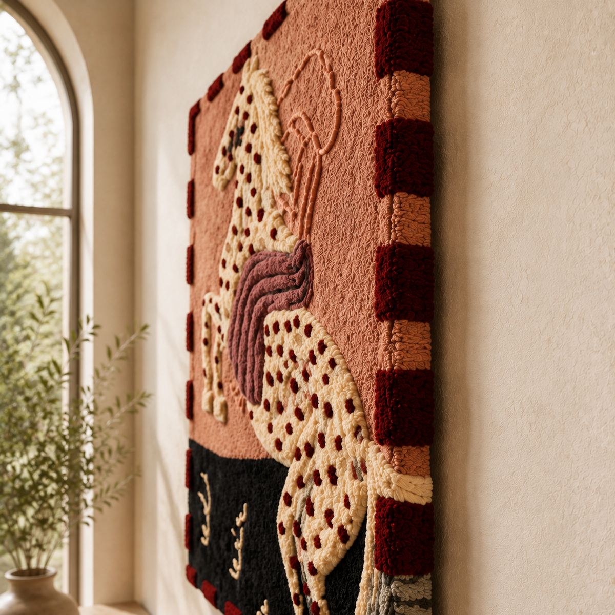 Hewn Earth Folk Horse Rearing wall art featuring a detailed illustration of a rearing horse on a textured background.