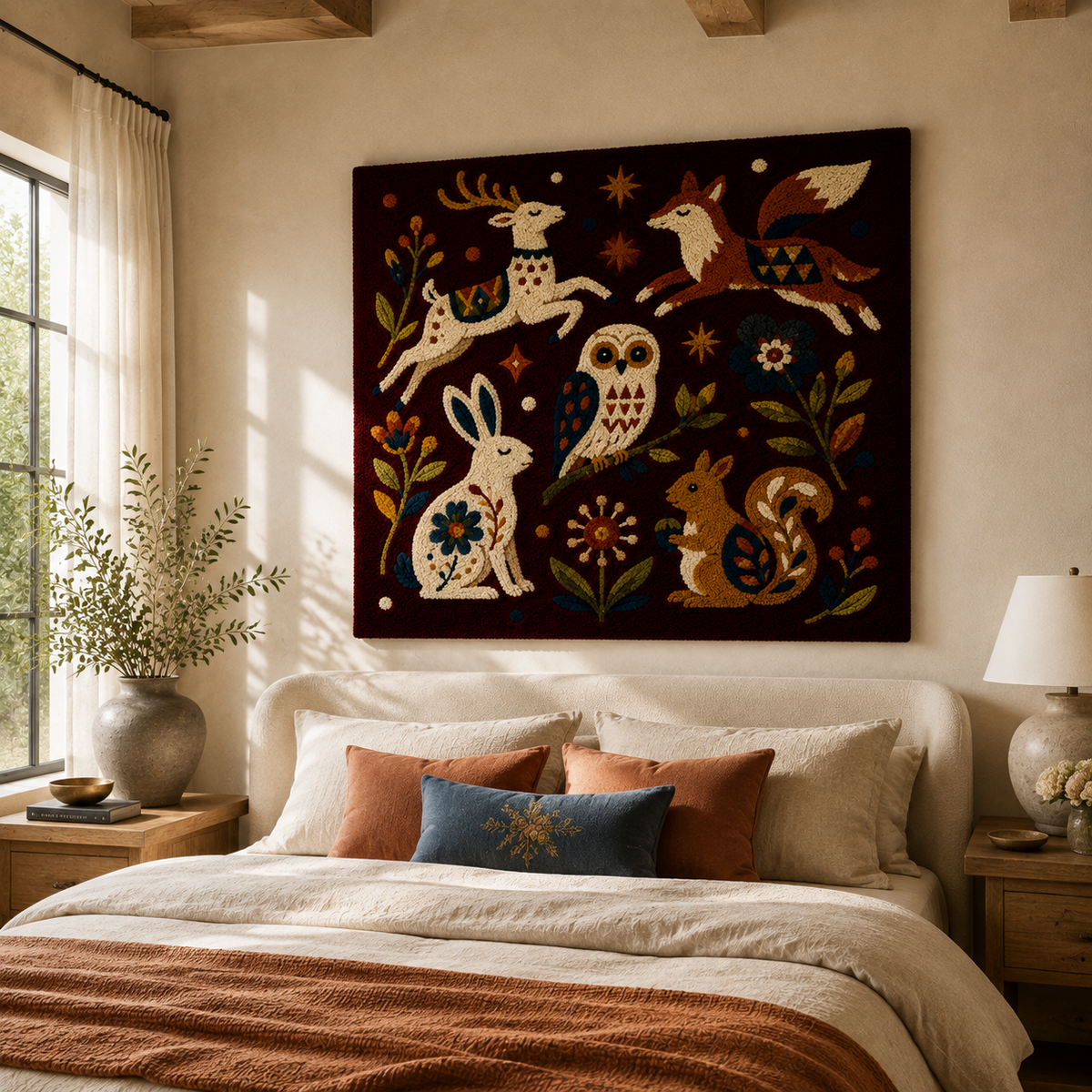 Hewn Earth Midnight Menagerie wall art featuring intricate animal illustrations in a dark, moody design.