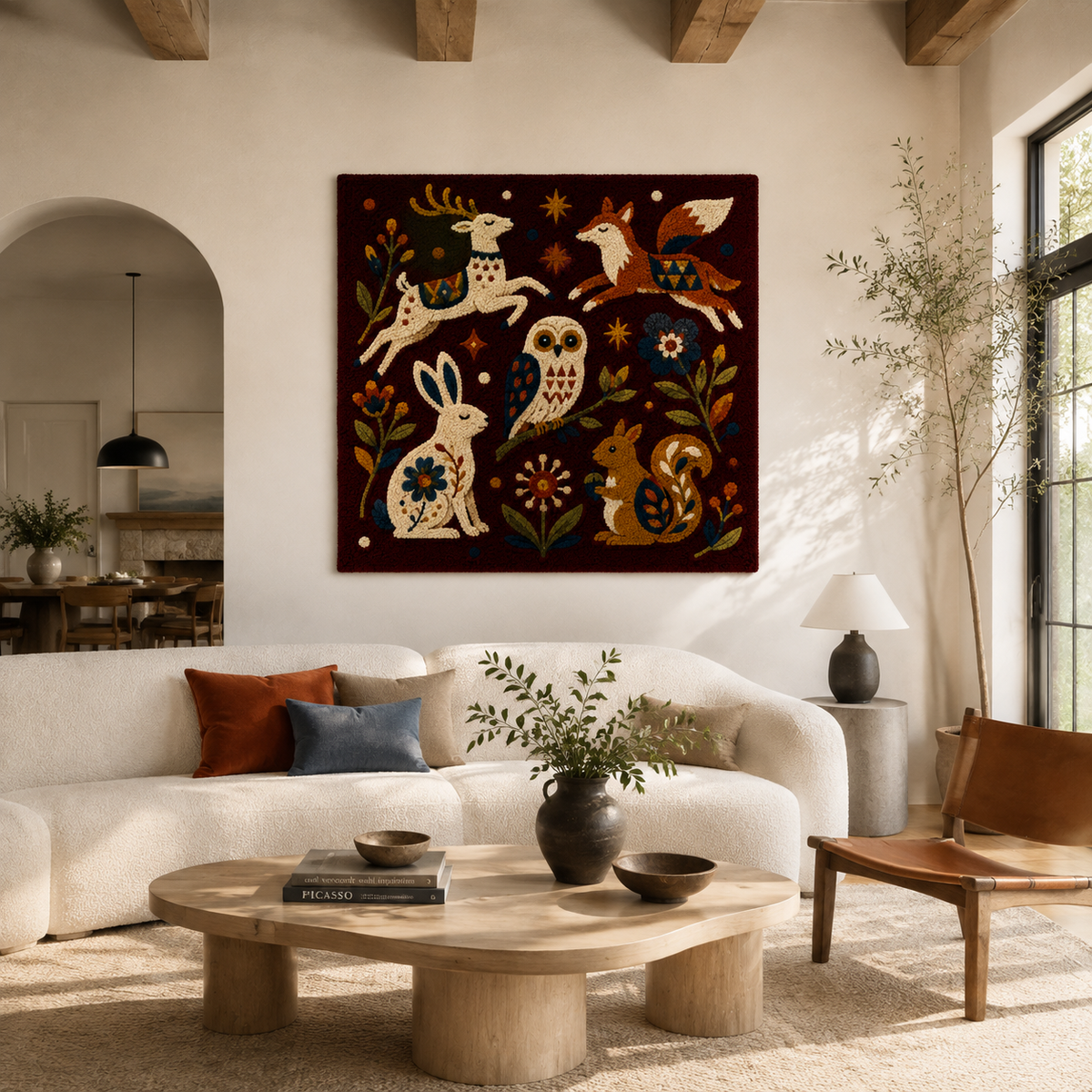 Hewn Earth Midnight Menagerie wall art, HE-0221, featuring detailed animal illustrations on a dark background.