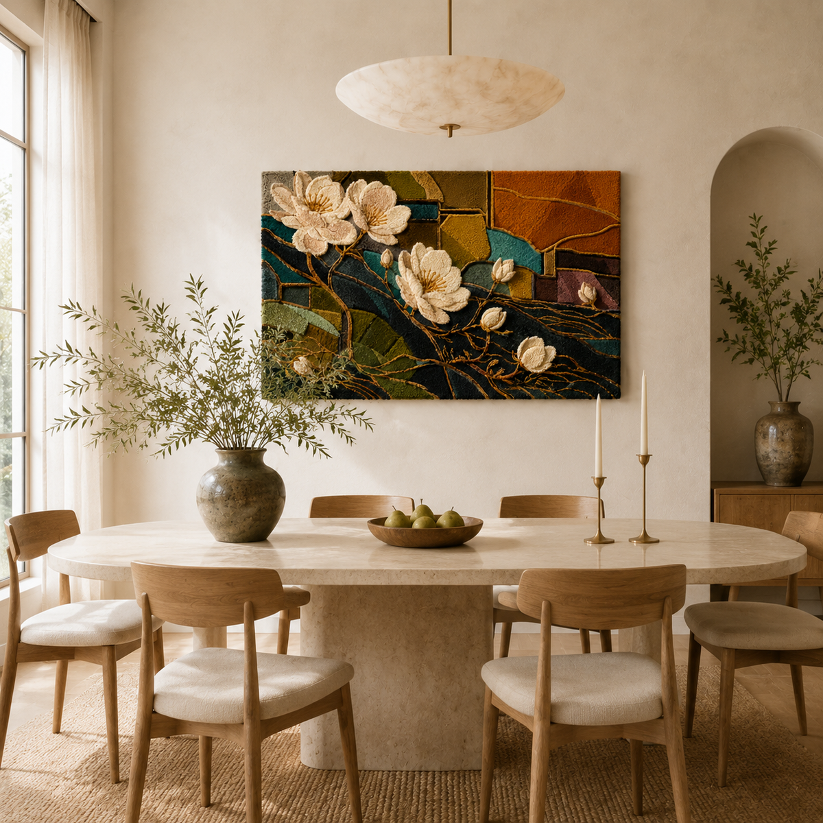 Magnolia Mosaic wall art by Hewn Earth featuring a detailed mosaic design with magnolia flower motifs.