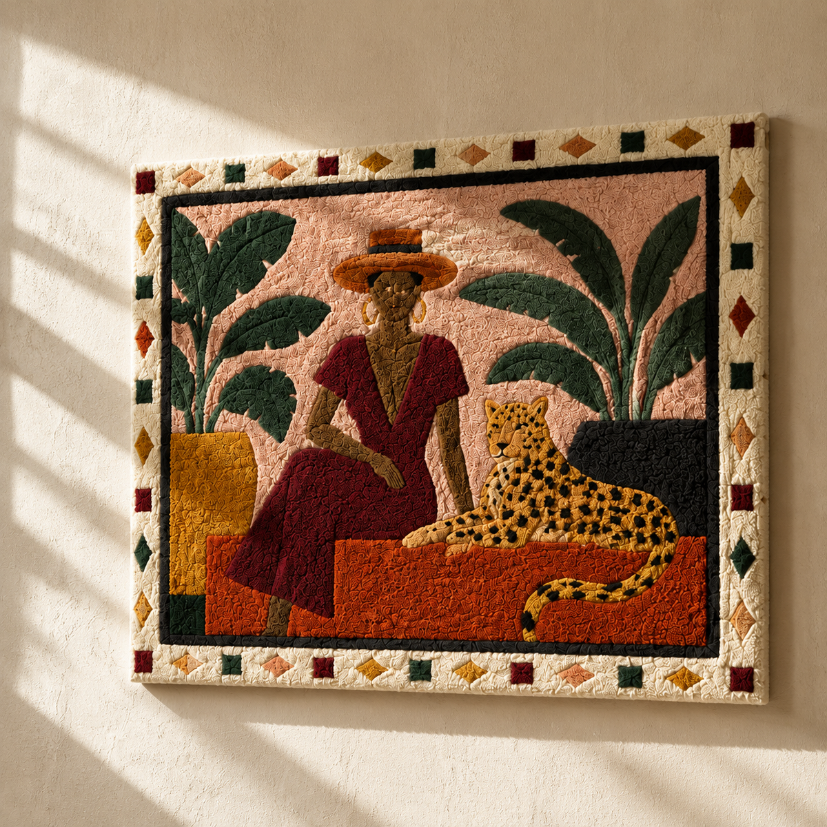 Woman in red dress wall art by Hewn Earth, featuring a stylish figure in a vibrant red dress, perfect for modern home decor.