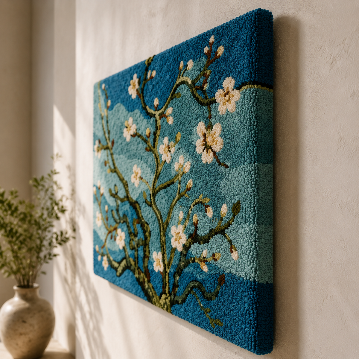 Hewn Earth Van Gogh Almond wall art print featuring a vibrant almond tree scene on a decorative canvas.