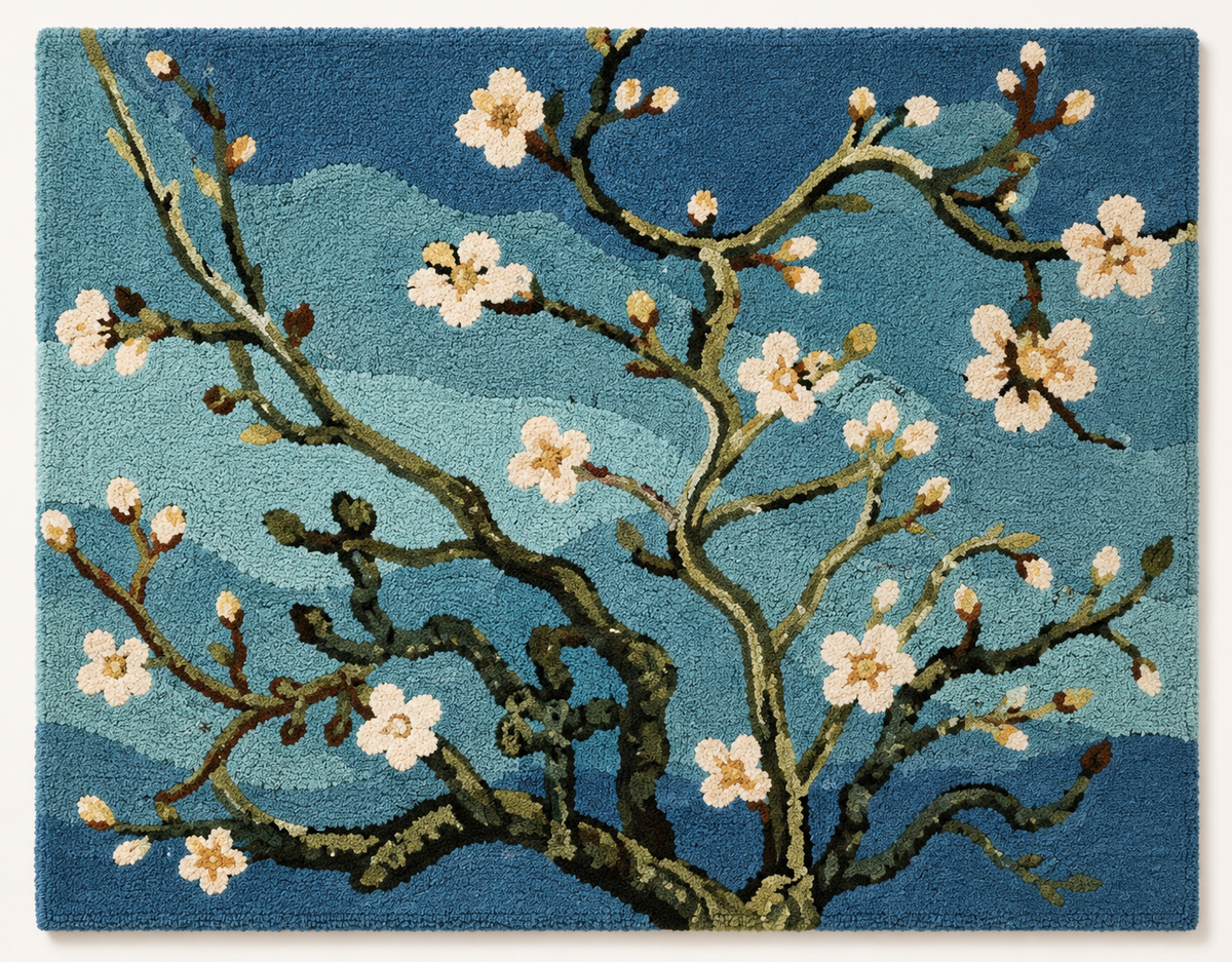 Hewn Earth Van Gogh Almond wall art, a detailed painting of almonds in a natural setting, suitable for home decor.