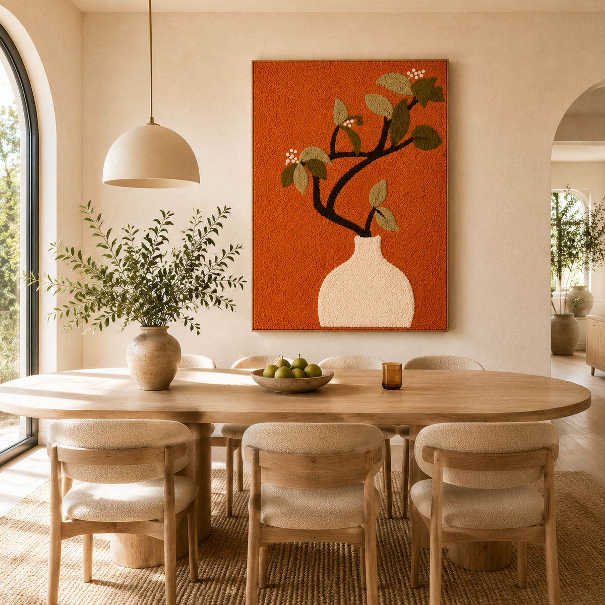 Cream vase wall art featuring a bough design, by Hewn Earth, suitable for decorative wall display.