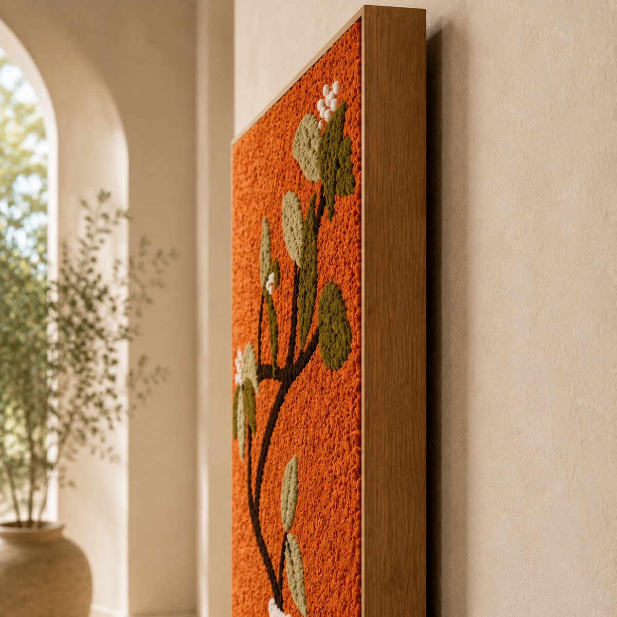 Cream wall art vase sculpture with a bough design by Hewn Earth, showcasing a textured ceramic finish for elegant home decor.