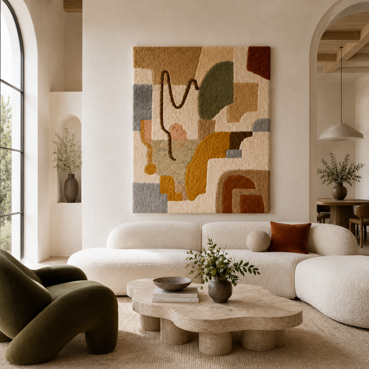 Hewn Earth Adobe Cipher wall art featuring intricate geometric design on a neutral background.