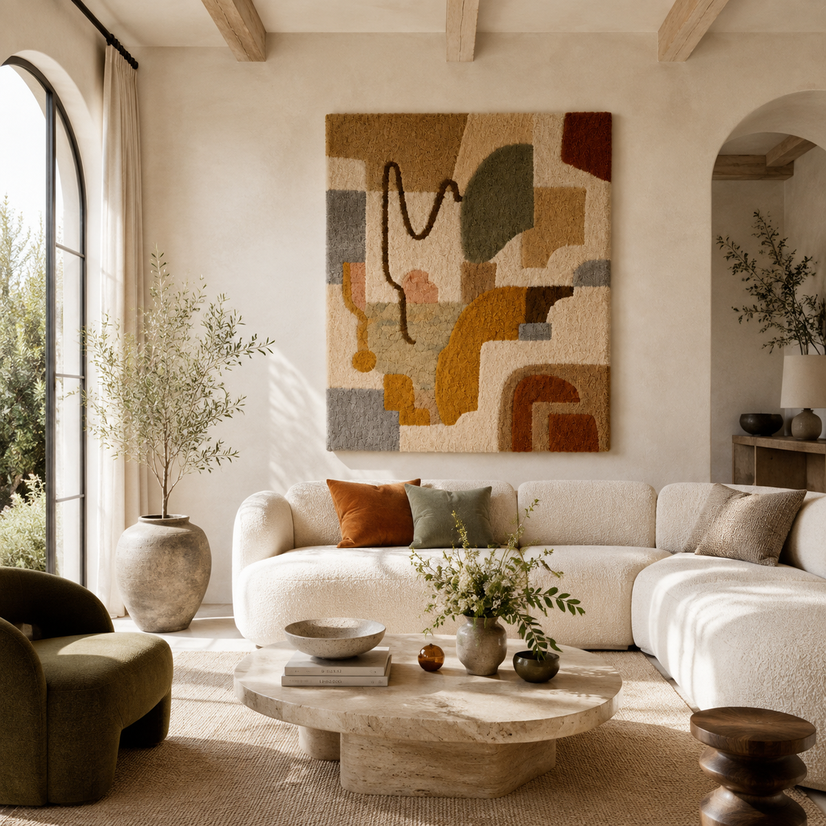 Hewn Earth Adobe Cipher wall art featuring intricate geometric design on a neutral background.