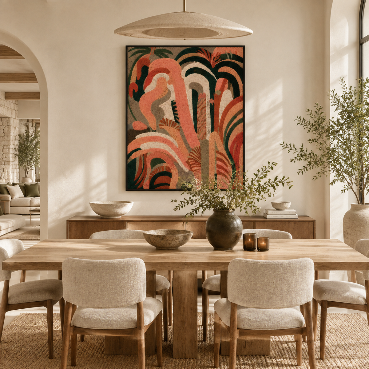 Hewn Earth Coral Archways wall art, abstract coral design in warm tones, suitable for coastal or modern interior decor.