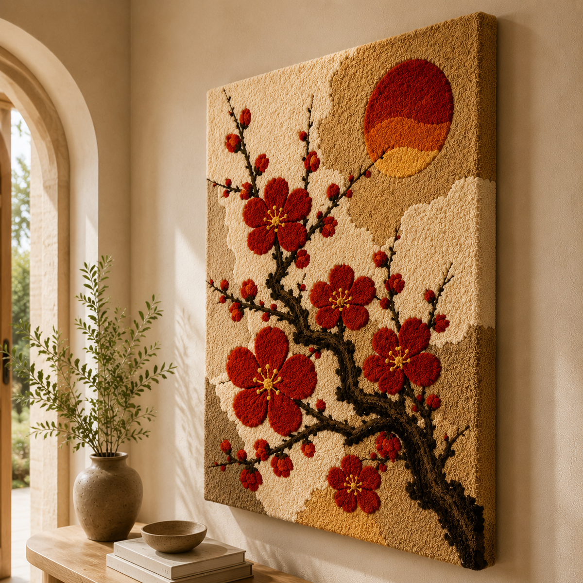 Hewn Earth Persimmon Branch wall art, natural wooden wall decor featuring a detailed persimmon branch design.