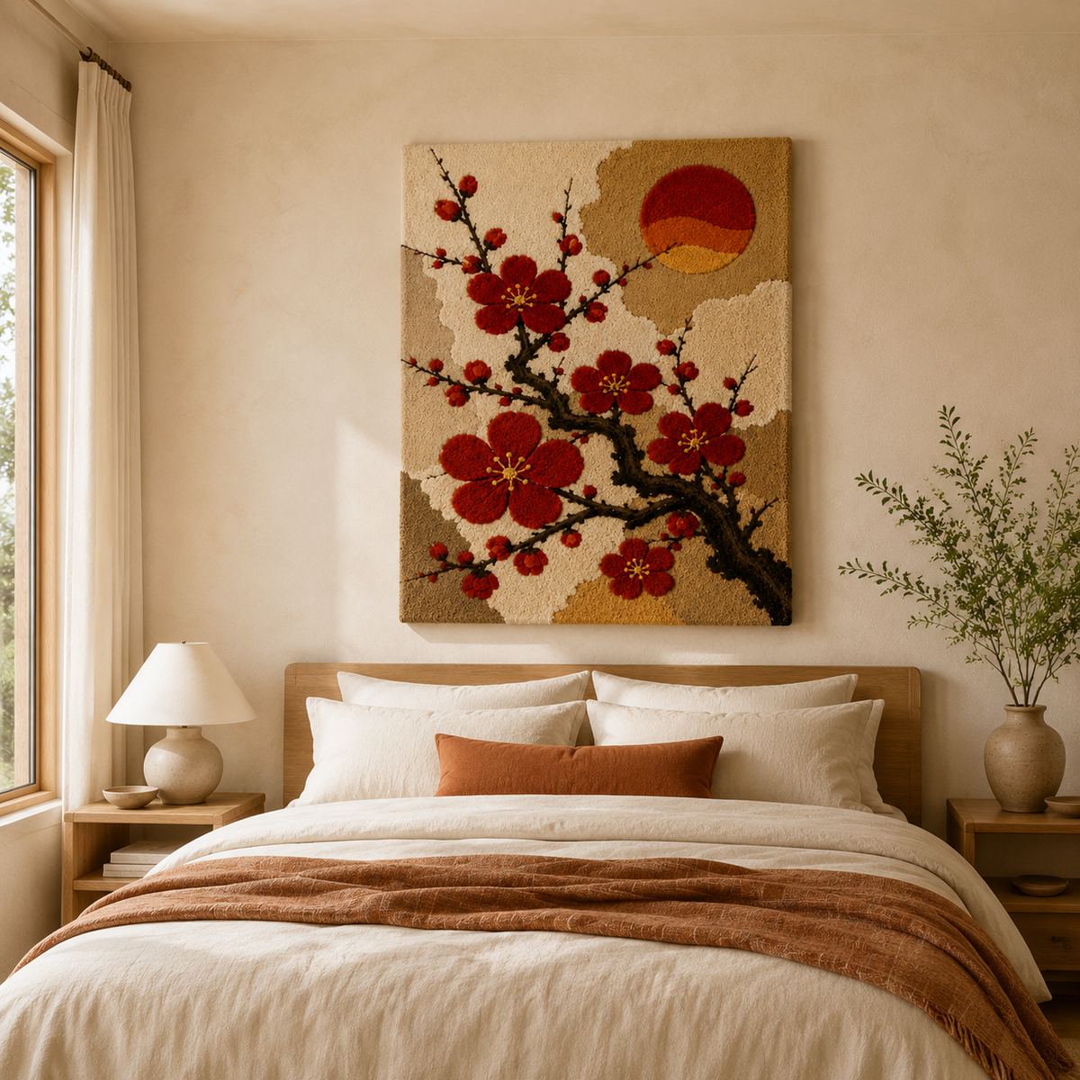 Hewn Earth Persimmon Branch wall art featuring a realistic illustration of a vibrant persimmon branch with leaves.
