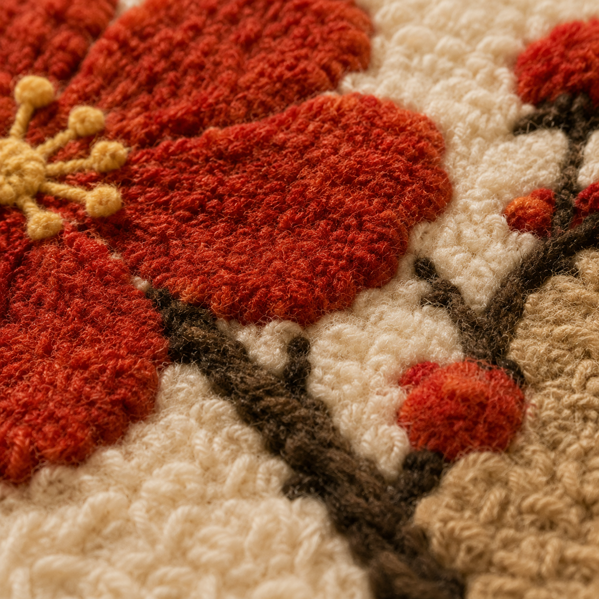 Hewn Earth Persimmon Branch wall art display, featuring vibrant orange and brown tones on textured background.
