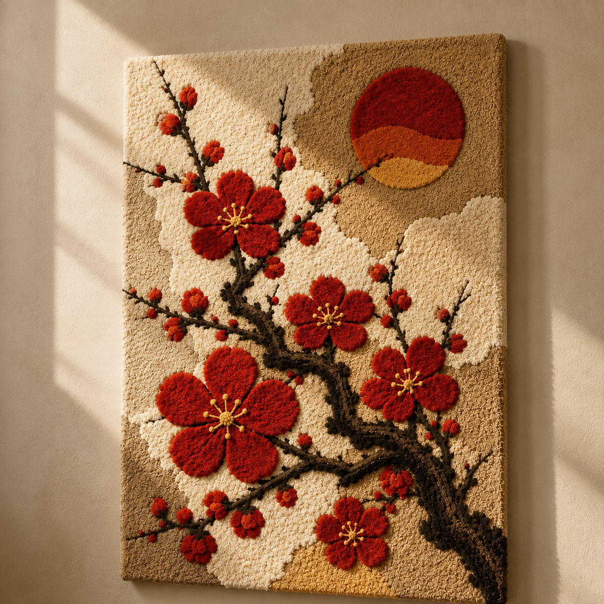 Hewn Earth Persimmon Branch wall art featuring a realistic, detailed illustration of a branch with ripe persimmons, suitable for home decor.