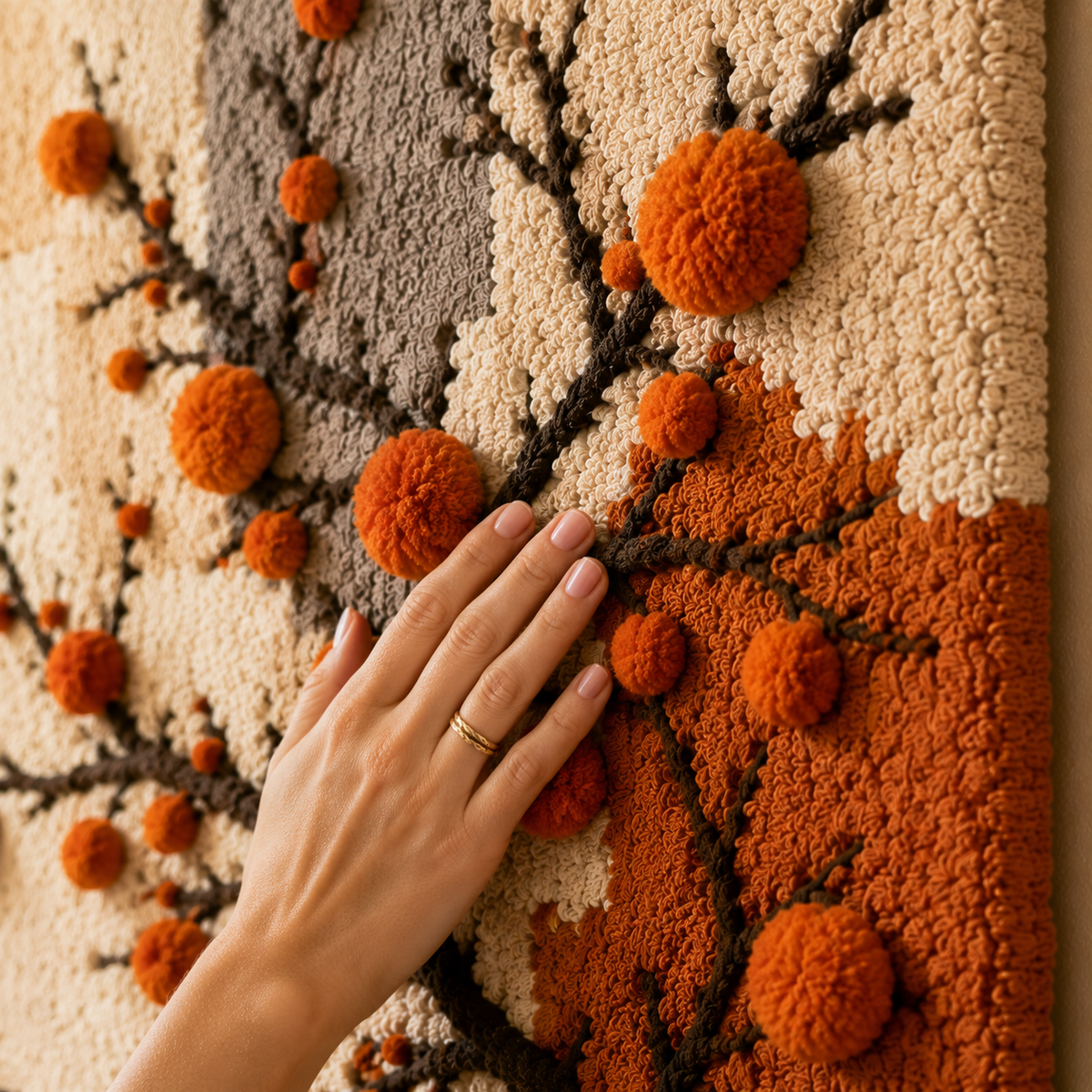 Autumn Orchard wall art by Hewn Earth featuring warm autumn colors and a scenic orchard landscape.
