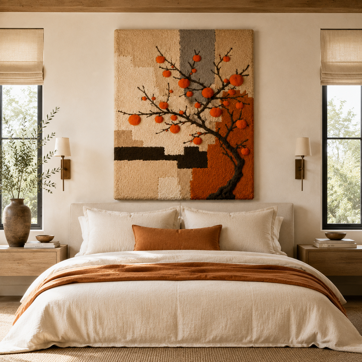 Autumn Orchard wall art by Hewn Earth featuring warm autumn colors and orchard landscape for home decor.