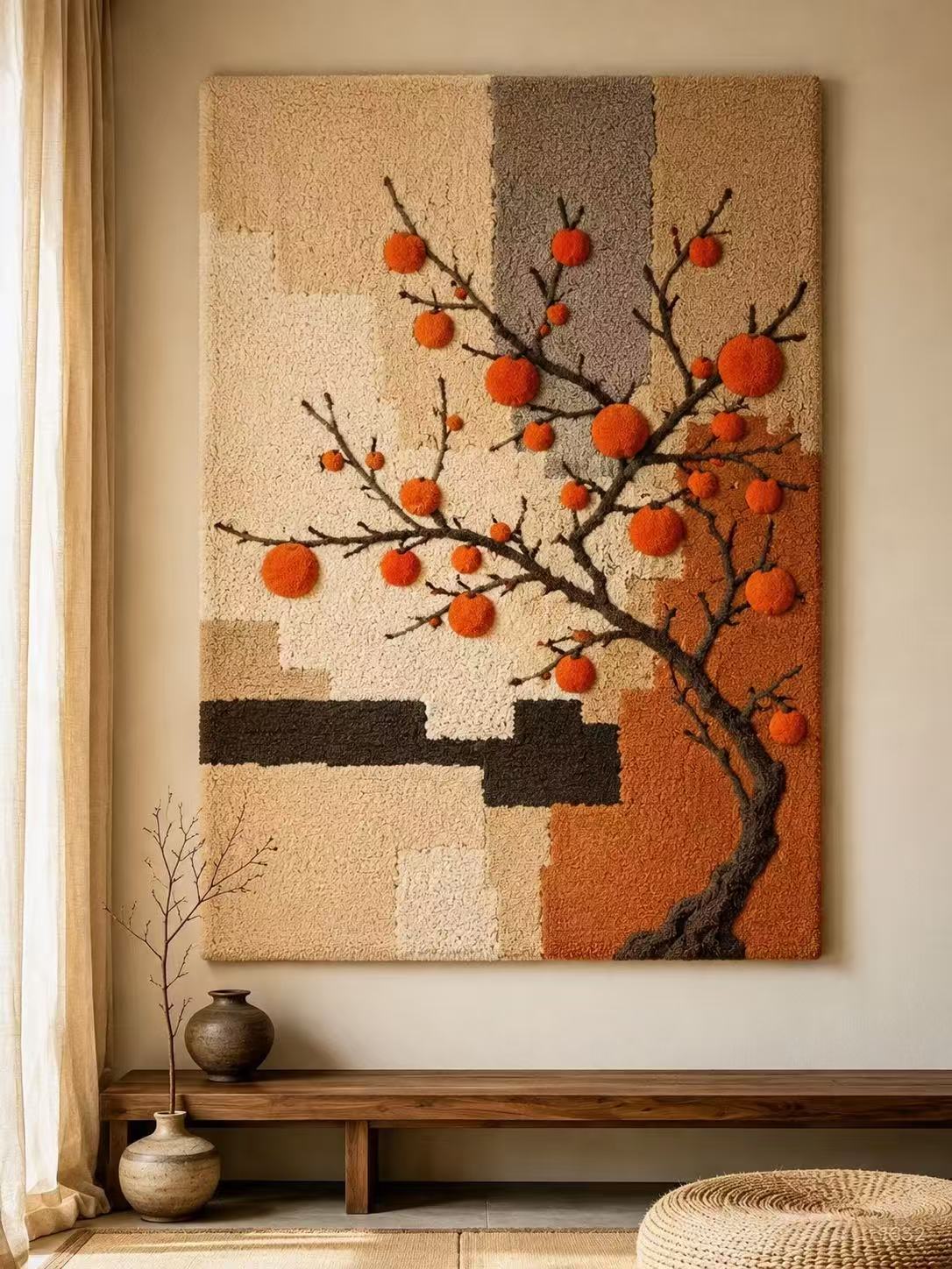 Autumn Orchard wall art by Hewn Earth, featuring a vibrant fall landscape with colorful trees and scenic countryside.