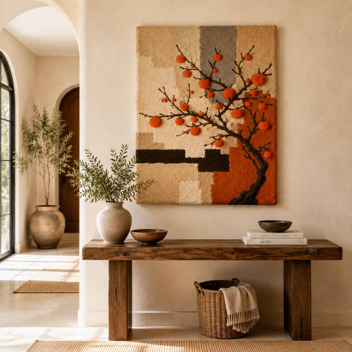 Autumn Orchard wall art by Hewn Earth featuring warm fall colors and scenic orchard landscape for home decor.