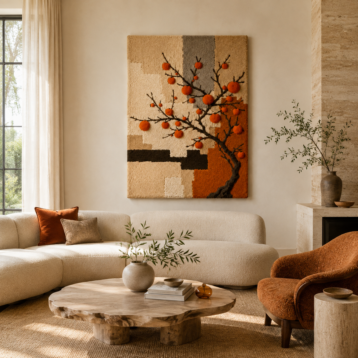Autumn Orchard wall art by Hewn Earth featuring vibrant fall colors and detailed orchard scene on canvas.