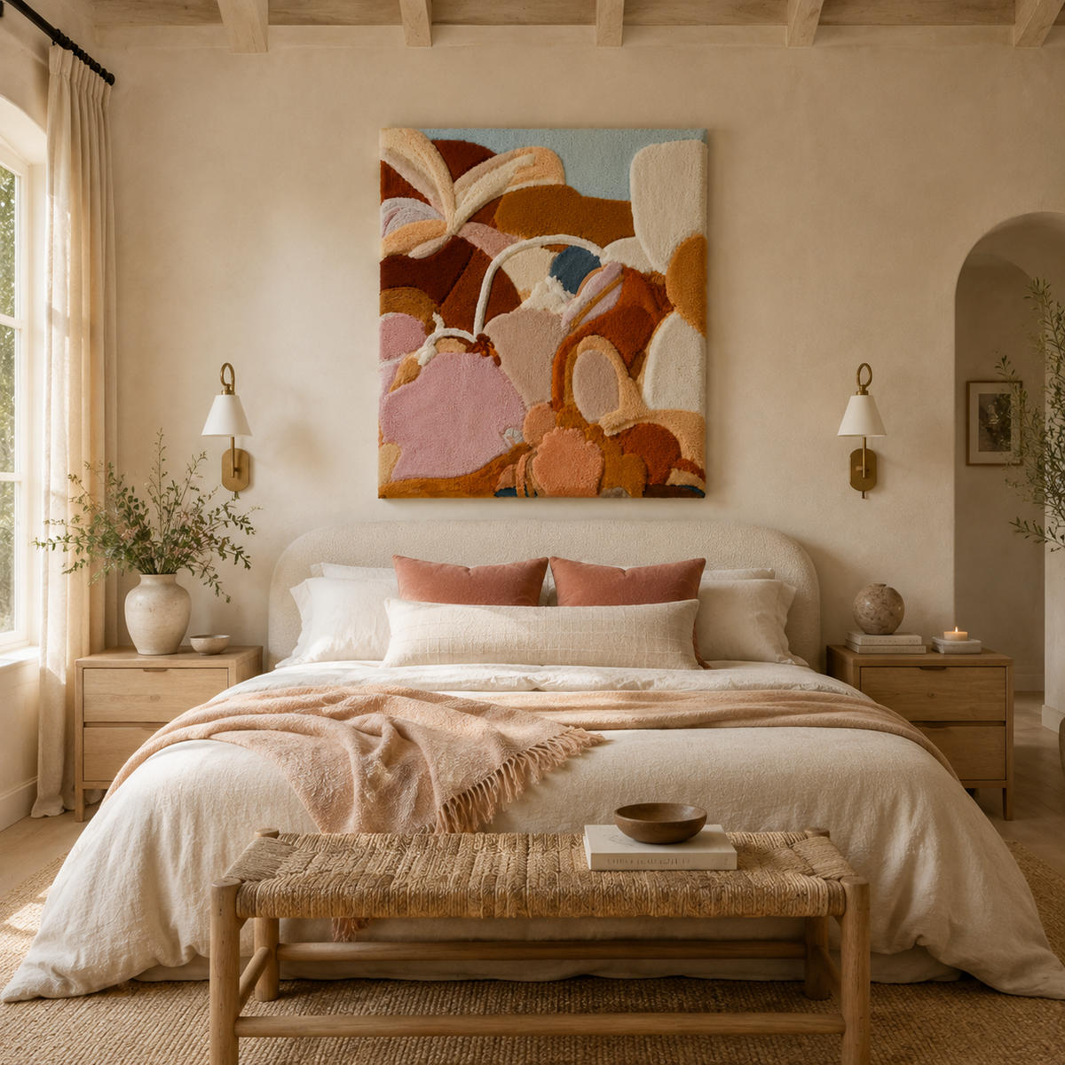 Hewn Earth Pastel Pebbles wall art featuring soft pastel-colored pebbles arranged in an artistic display