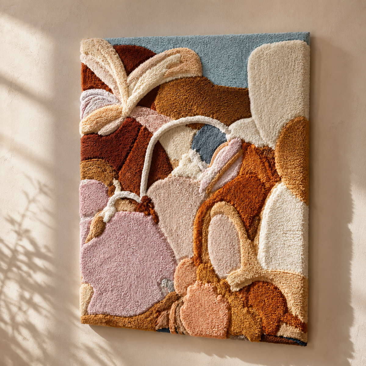 Hewn Earth Pastel Pebbles wall art featuring soft pastel-colored stone-like shapes on a neutral background.
