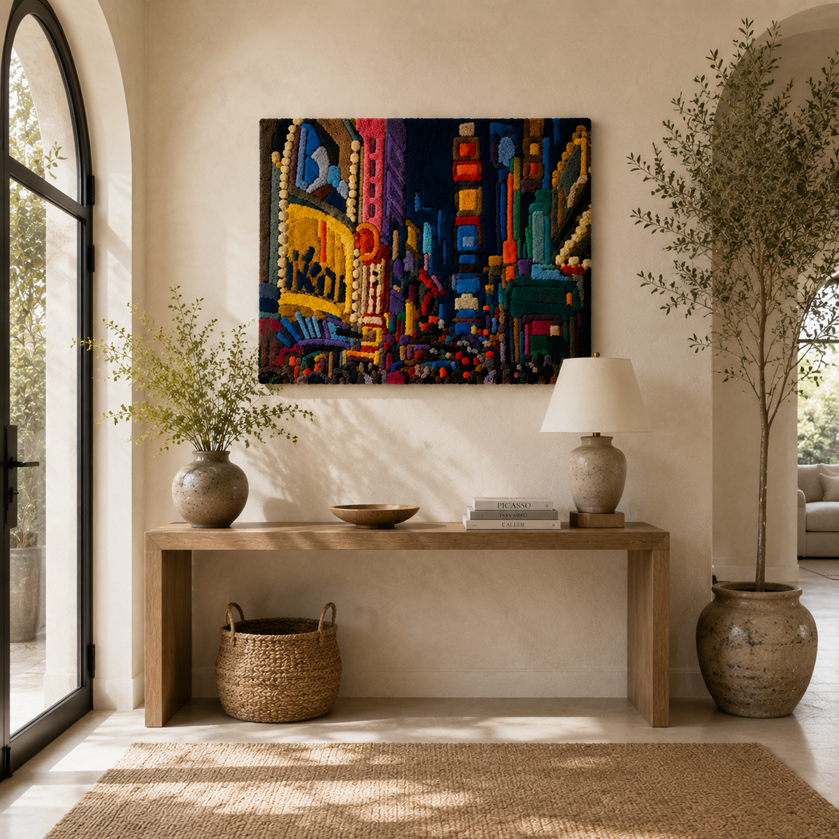 Night Market wall art by Hewn Earth featuring vibrant, detailed urban night scene on a decorative wall decor piece.