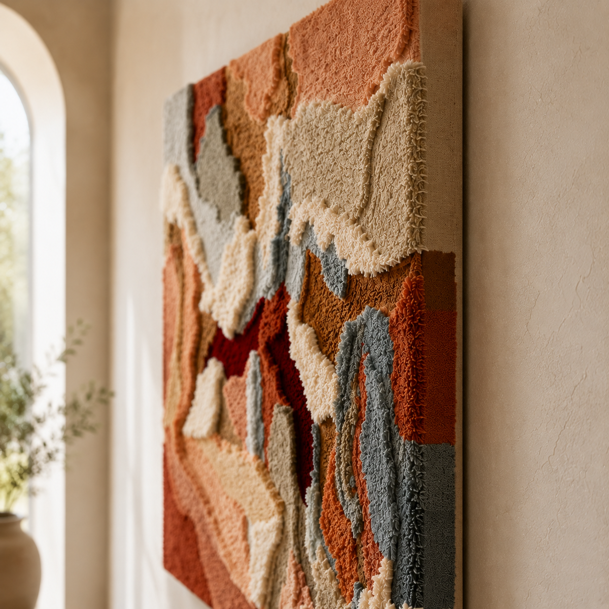 Desert collage wall art by Hewn Earth featuring warm desert landscape with cacti and sandy tones, modern nature-inspired decor.