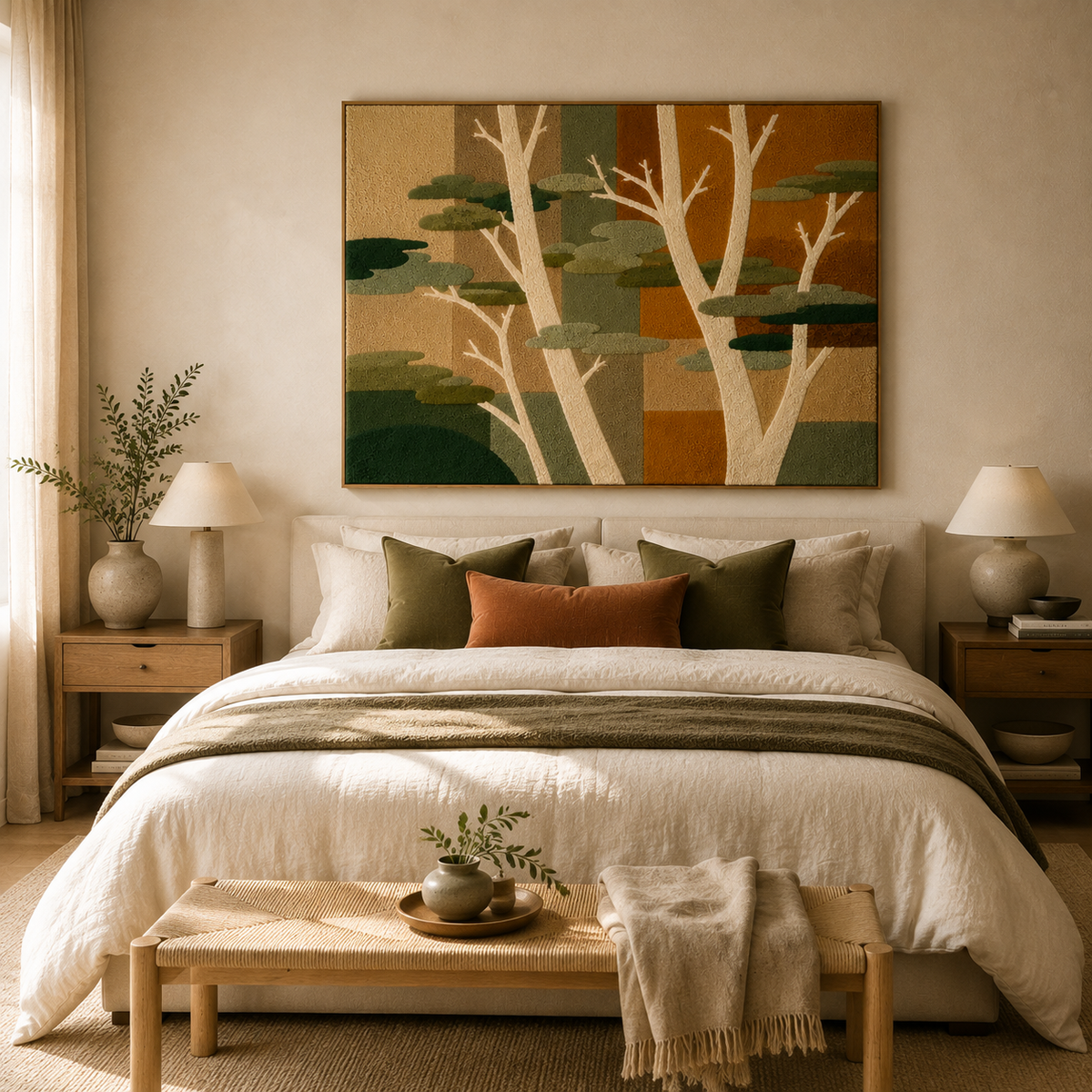 Autumn Forest wall art by Hewn Earth featuring a nature scene with vibrant fall foliage and trees in warm tones.
