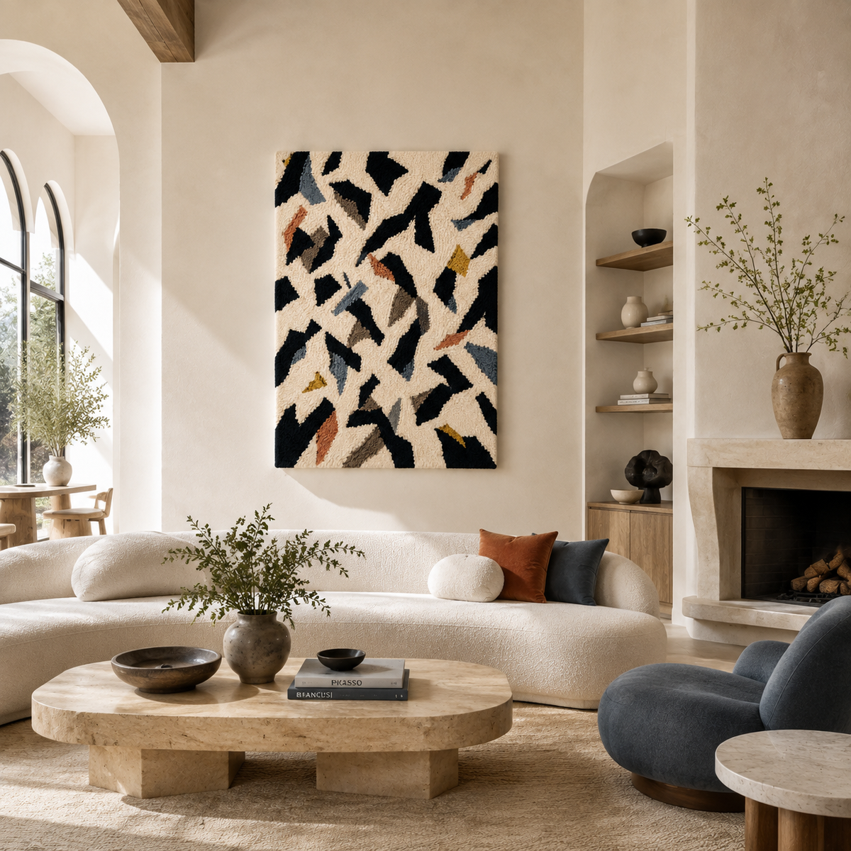 Colorful ink confetti wall art by Hewn Earth featuring vibrant, abstract splashes on a white background.