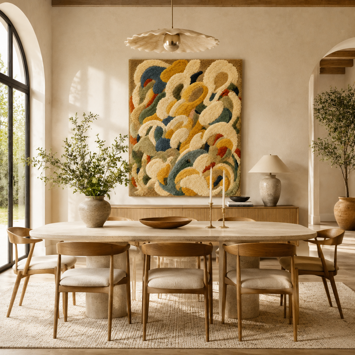 Golden Current wall art by Hewn Earth featuring abstract golden and brown tones on a textured surface.