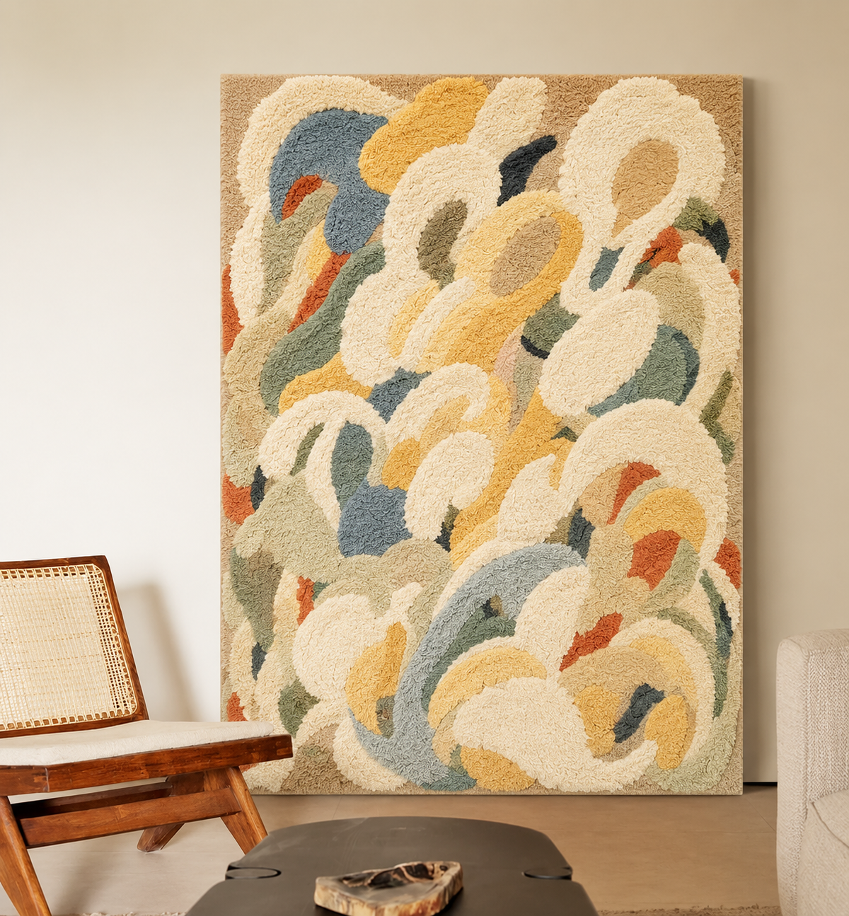 Golden Current wall art by Hewn Earth, featuring abstract golden and earthy tones in a modern design.