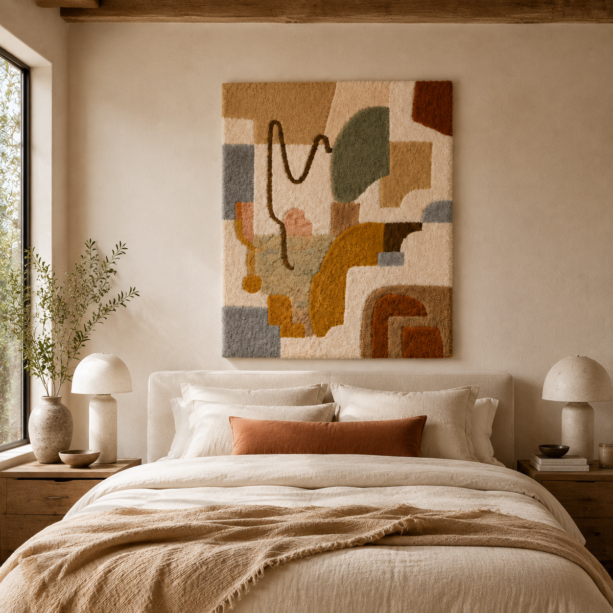 Hewn Earth Desert Signal HE-0258 wall art featuring desert landscape with warm earthy tones and abstract design.