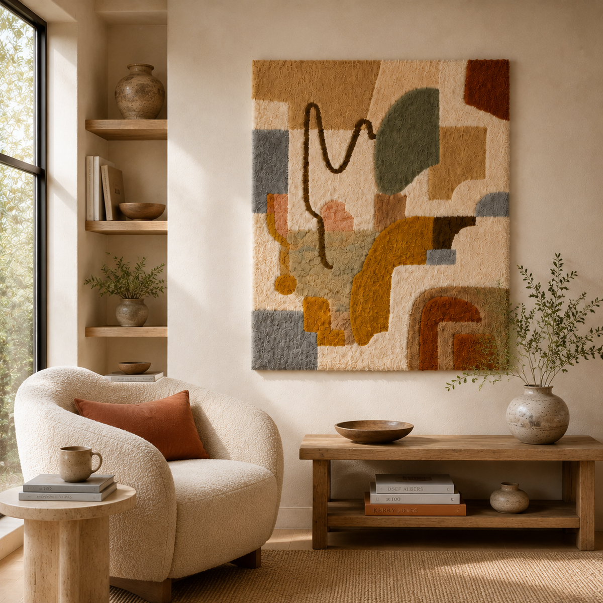Hewn Earth Desert Signal HE-0258 wall art featuring desert landscape with warm earthy tones and abstract desert motifs.