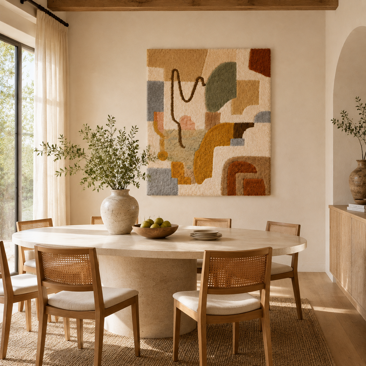 Hewn Earth Desert Signal HE-0258 wall art featuring desert landscape with warm tones and artistic design on canvas.