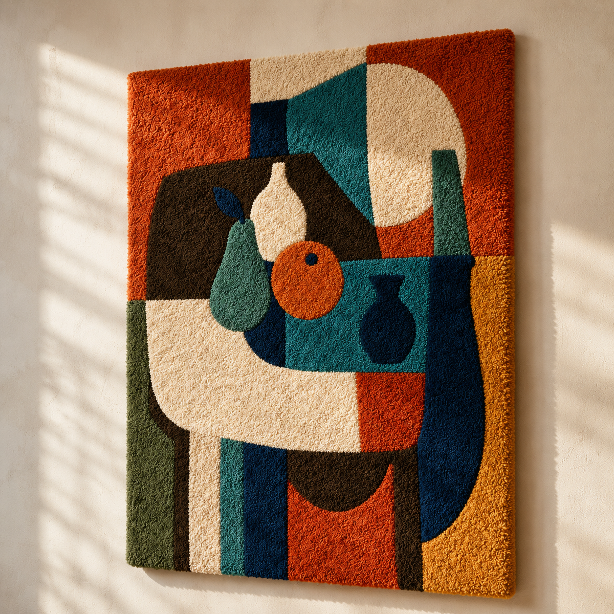 Hewn Earth Totem Still Life wall art, abstract illustration with earthy tones, modern decorative wall decor.