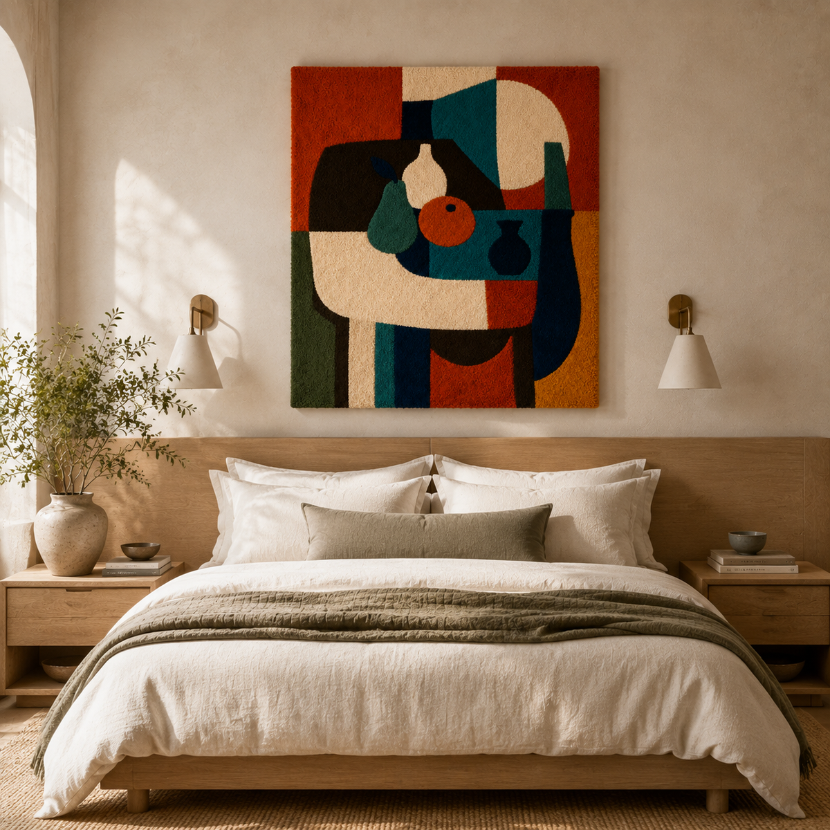 Hewn Earth Totem Still Life wall art, abstract nature-inspired wall decor with earthy tones and textured design.