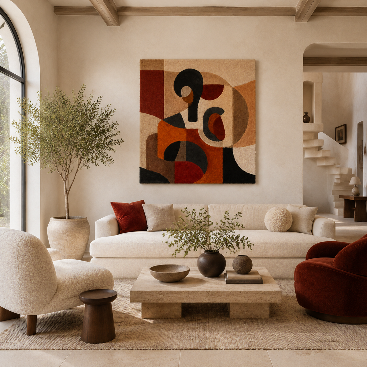 Red Hewn Earth wall art figure HE-0260 showcasing a modern, abstract design on a neutral background.
