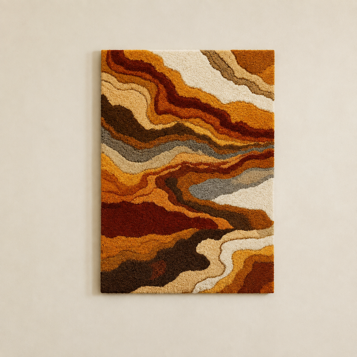 Hewn Earth Canyon Strata wall art featuring layered rock formations in earthy tones, decorative home interior piece.