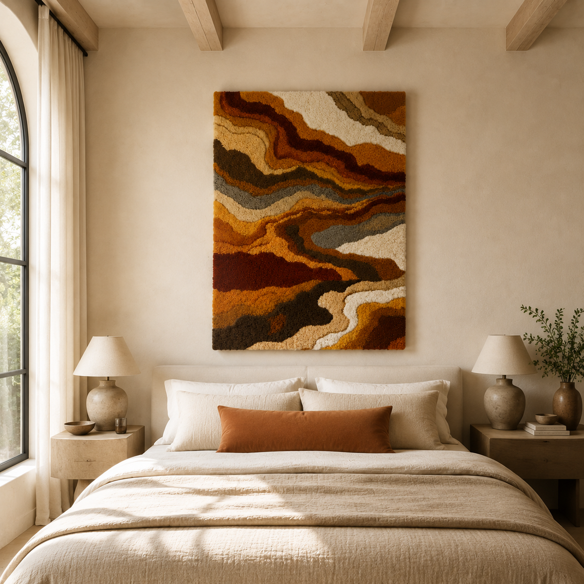 Hewn Earth Canyon Strata wall art featuring layered earth tones and textured design for rustic home decor.